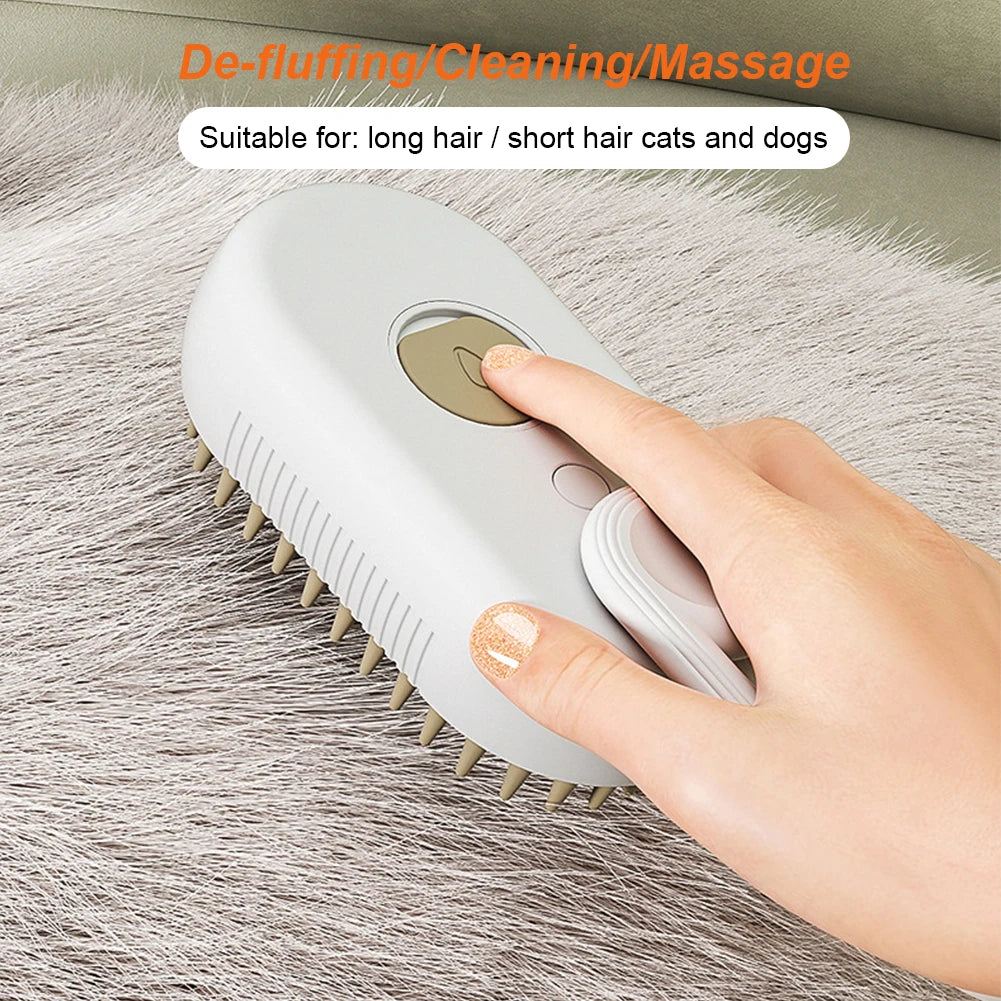 Pet Steam Brush – Groom & Relax with Mist for Dogs & Cats