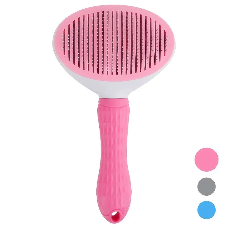 Self-Cleaning Pet Hair Remover Brush – Self-Cleaning Slicker for Dogs & Cats, Gentle Grooming & Fur Removal Tool