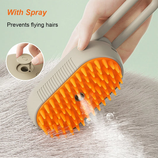 Pet Steam Brush – Groom & Relax with Mist for Dogs & Cats