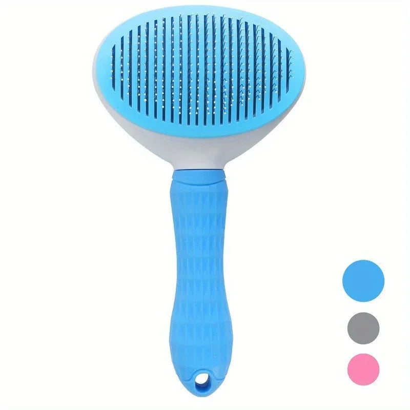 Self-Cleaning Pet Hair Remover Brush – Self-Cleaning Slicker for Dogs & Cats, Gentle Grooming & Fur Removal Tool
