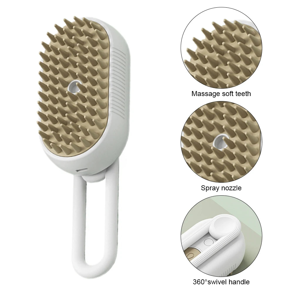 Pet Steam Brush – Groom & Relax with Mist for Dogs & Cats