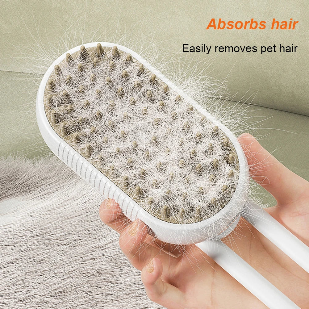 Pet Steam Brush – Groom & Relax with Mist for Dogs & Cats