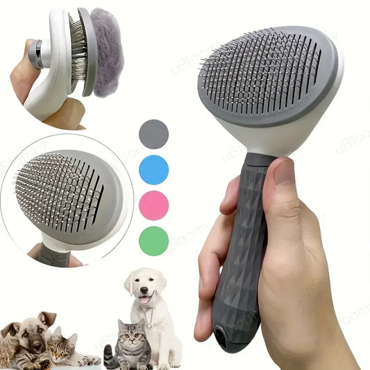 Self-Cleaning Pet Hair Remover Brush – Self-Cleaning Slicker for Dogs & Cats, Gentle Grooming & Fur Removal Tool