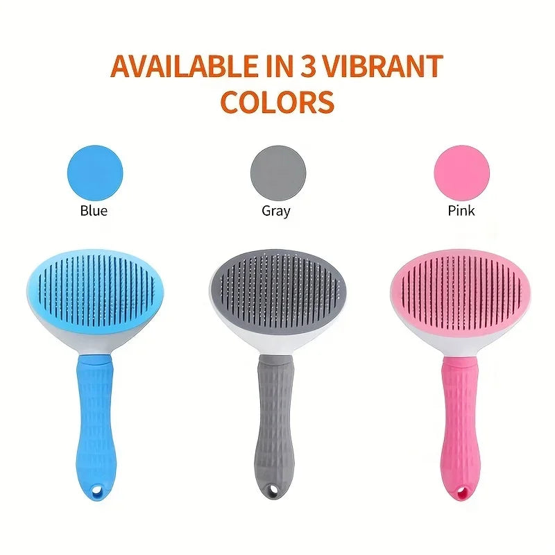 Self-Cleaning Pet Hair Remover Brush – Self-Cleaning Slicker for Dogs & Cats, Gentle Grooming & Fur Removal Tool